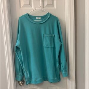 Women’s Teal Long-Sleeve Pocket Sweatshirt